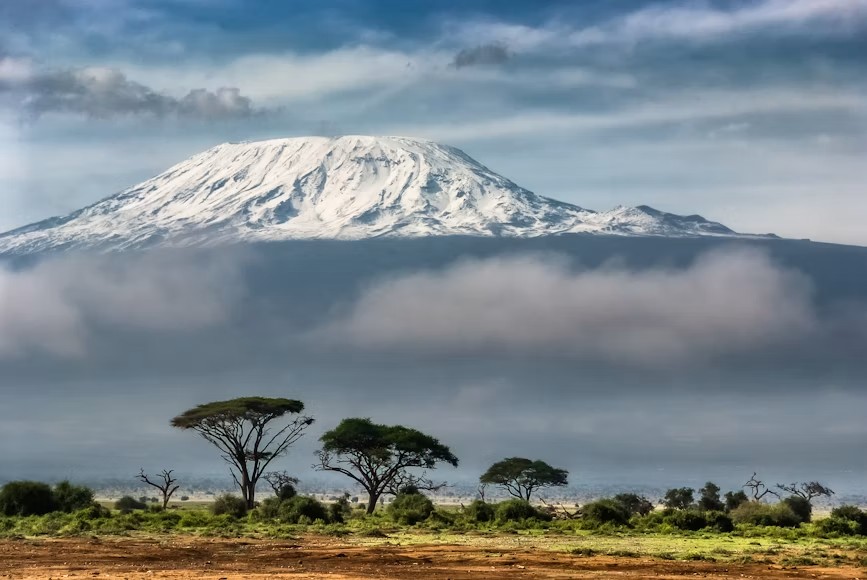 Snow-capped Mount Kilimanjaro above the northern circuit plains