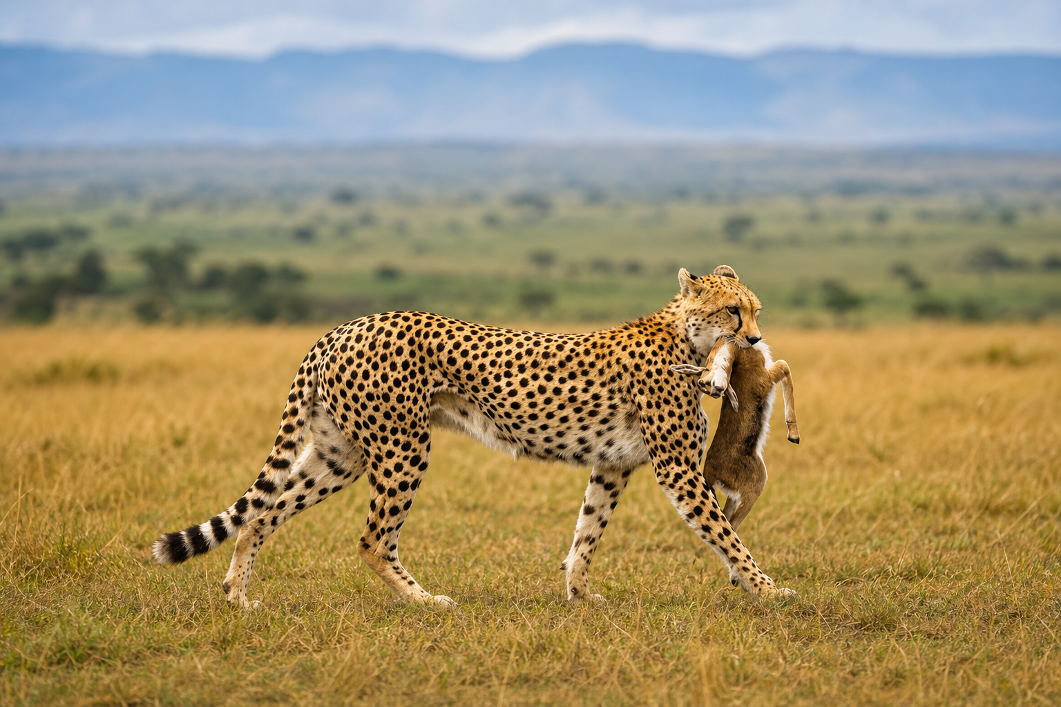 Wildebeest migration crossing the golden Serengeti plains